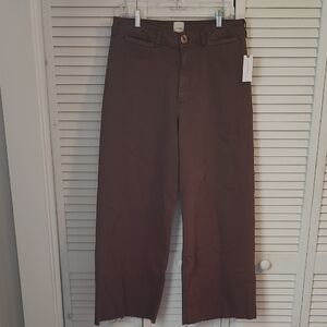 Anthropologie Wide-Leg Crop Trousers in Brown